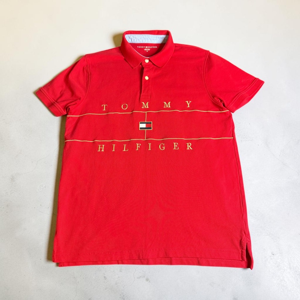 Tommy Hilfiger Mens Red Embroidered Logo Short Sleeve Polo Shirt M 78J9599